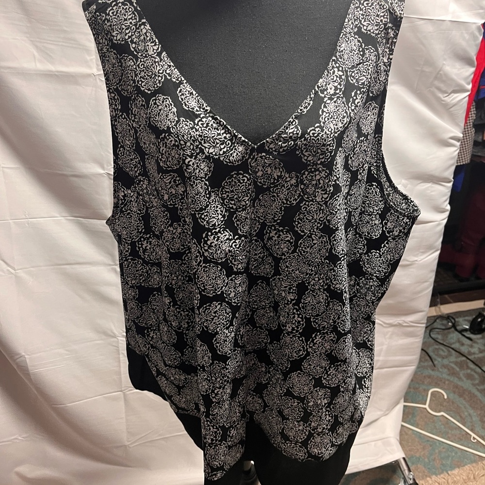 Lane Bryant White and Gray Sleeveless Tank Top